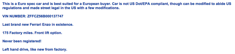 Illustration for article titled Is The Sultan Of Brunei's Untouched Ferrari Enzo For Sale In California?